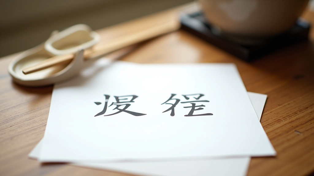 Japonská abeceda a tradiční předměty na dřevěném stole