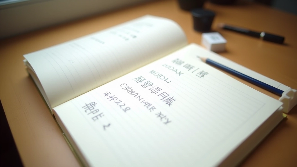 Pracovní sešit s procvičováním psaní hiragany a katakany, tužka a radiaci